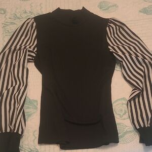 SHEIN Black and White Fitted Ribbed Blouse